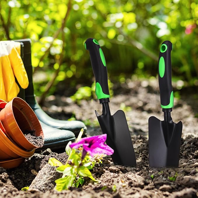 Yaocom 36 Pcs Garden Shovel Aluminum Alloy Heavy Duty Trowel Small Digging Shovels Metal Hand Trowel Spade with Soft Handle for Garden Lawn Yard Planting Tool (Large Shovel,Green)