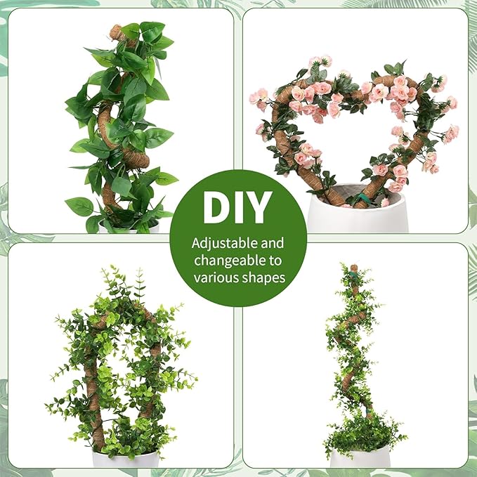 2 Pack 29'' Bendable Moss Pole Monstera Plant Support for Climbing Indoor Plants - Stakes for Potted Climbers (2)