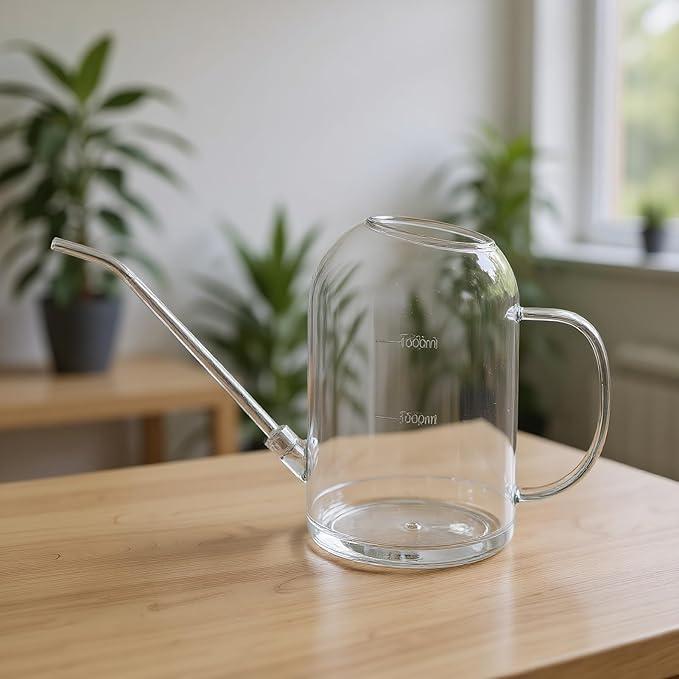 Long Spout Watering Cans for Indoor Plants, 2L Large Garden Flower Watering Can with Stainless Steel Spout, Clear Measurable Scale for Hanging Plants/Houseplants/Succulents/Flowers/Outside Gardening