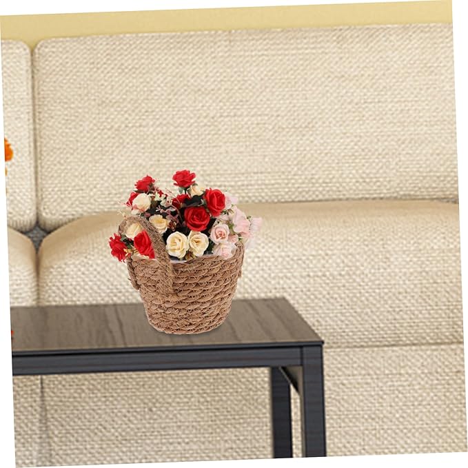 BESPORTBLE 2sets Seagrass Planters for Indoor Straw Pots for Outdoor Woven Flower Baskets Rattan Planter Baskets Handmade Storage with Liner 2pcs*2