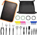 Bonsai Tools Set, 38Pcs Gardening Trimming Tools Kit Indoor Succulent Tool with 4 Tree Training Wire, Plant Repotting Mat, Bonsai Scissors in Leather Bag