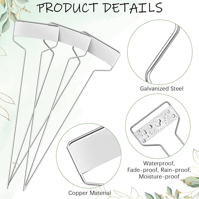 Moxweyeni 60 Pcs Metal Garden Tags Plant Labels for Garden Waterproof Plant Markers with 2 Permanent Pen Planting Nursery Tags Reusable Labels Stake for Plants (Aluminum,10 Inch)