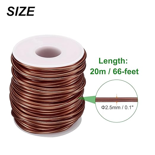 HARFINGTON Bonsai Wire Anodized Aluminum Training Wire Roll 2.5mm/10 Gauge 66ft Length Bendable Bonsai Tree Wire for Garden, Horticulture, Landscape, Planting, Copper