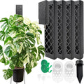 4 Psc 9'' D Shaped Moss Pole with Water dripper,Easy-to-Assemble Moss Pole Monstera Plant Support,Anti-tip Sturdy Moss Poles for Climbing Plants (Black)