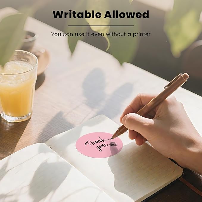 Pink Round Thermal Labels 3 Inch Vinyl Circle Waterproof Direct Printer Sticker Self-Adhesive Perforated Name Tag for Logo DIY QR Design Office Address 500 PCS