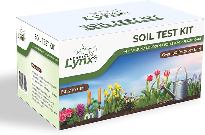 Complete Soil Test Kit – Measures pH, Nitrogen, Phosphorus & Potassium | 100+ Tests for Garden, Lawn & Flower Beds | Easy At-Home Soil Analysis Kit | Leaping Lynx