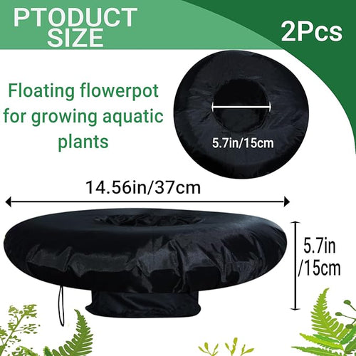 2 Pack Fabric Floating Plant Pot Floating Planters Baskets for Ponds Floating Island Pond planters Aquatic Plant Baskets Pond for Waterproof Aquatic Plant Flower Islands and Aquascape Decoration