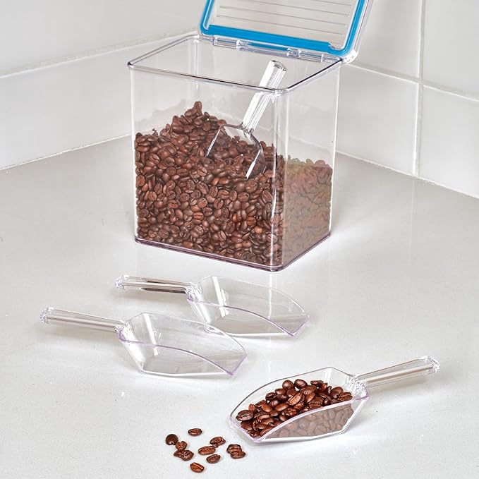 iDesign Large Plastic Scoop Measuring Cups – Set of 4, Pet Food, Coffee Grounds, Versatile Scoop, 2.25" x 1.25" x 6.5", 1/3 Cup, Clear