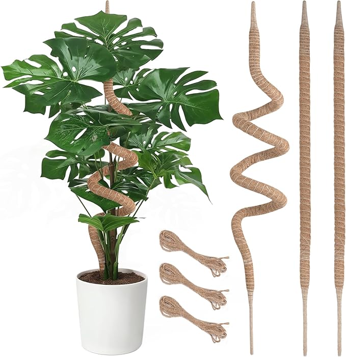 Supoice 3 Pack Moss Pole 25 Inch for Monstera Plant Support Bendable Moss Pole for Climbing Plants Indoor Coir Plant Pole Sticks