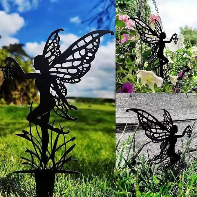 3pc Metal Garden Stake,Garden Fairy Metal Outdoor Decor for Your Patio and Lawn,Insert Silhouette Plaque Statue