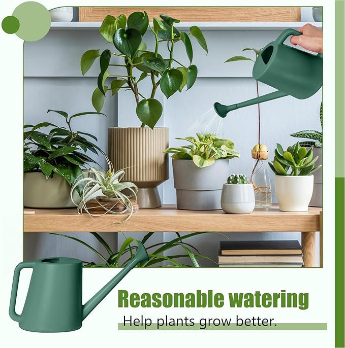 ZXJ Plant Watering Can - for Indoor and Outdoor Home Garden Plants - with Long Spout - Blackish Green - 1/2 Gallon