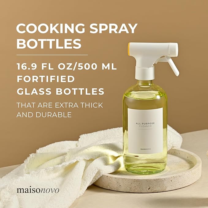 MAISONOVO Kitchen Spray Bottle - 16.9 fl oz Yellow x 2 with 16 Labels