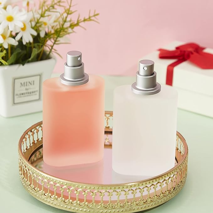 Tessco for you 6 Pcs 50/100ml Frosted Glass Bottle Perfume Atomizer Refillable Spray Empty Perfume Dispenser Fine Mist Atomizer Cosmetic Container for Travel Men Women (3.4 Ounces,Silver Gray)