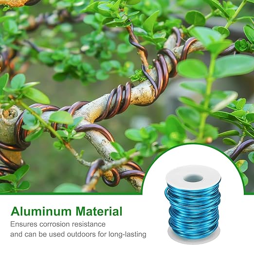 HARFINGTON Bonsai Wire Anodized Aluminum Training Wire Roll 3mm/9 Gauge 33ft Length Bendable Bonsai Tree Wire for Garden, Horticulture, Landscape, Planting, Sky Blue