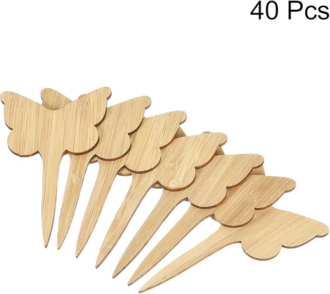PATIKIL Plant Labels, 40Pcs Bamboo Butterfly Shape Marker Tags for Outdoor Indoor Garden