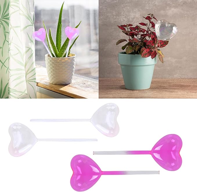 2Pcs Plant Glass Watering Globes Globes Heart Shape Bulbs Devices Bulbs Indoor Care