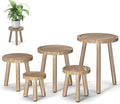 5-Pack Wood Plant Stands Indoor, Single Plant Stand for 6-12 Inch Pots, Mid-Century Modern Plant Stool, Tall Plant Stand for Large Plants for Living Room, Balcony, Office (Light Brown)
