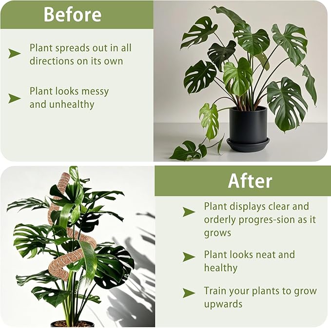 2 Pack Moss Pole, 28 Inch Monstera Plant Support, Moss Poles for Climbing Indoor Plants, Bendable Coco Coir Plant Support Stakes for Potted Plants, Pothos, Philodendron