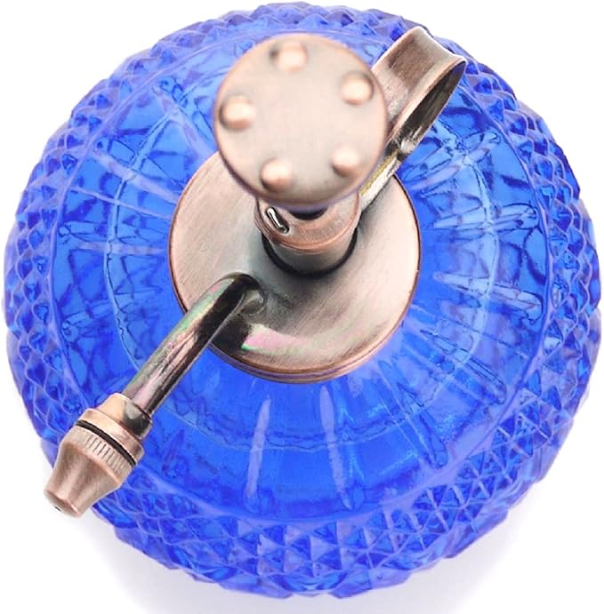 Plant Mister- Blue Color Glass Bottle & Brass Sprayer (Antique Copper)