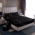 Galaxy Sheets Set Queen Size For Kids Girls Boys Outer Space Starry Sky Bedding Set Teens Constellation Twinkle Stars Bed Sheet Set Microfiber Super Soft Breathable Black White Milky Way Bed Cover