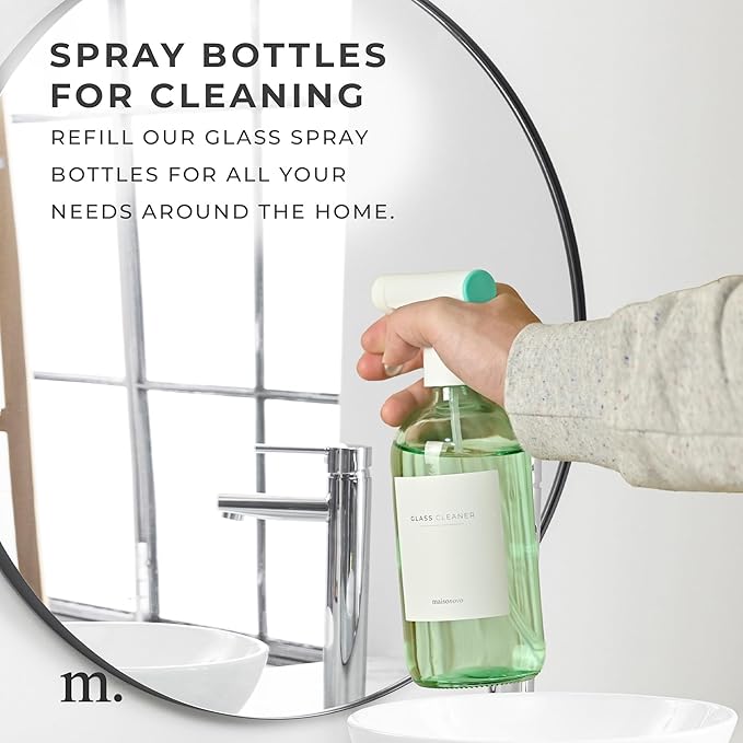 MAISONOVO Spray Bottle for Plants - 16.9 fl oz Green x 2 with 16 Labels