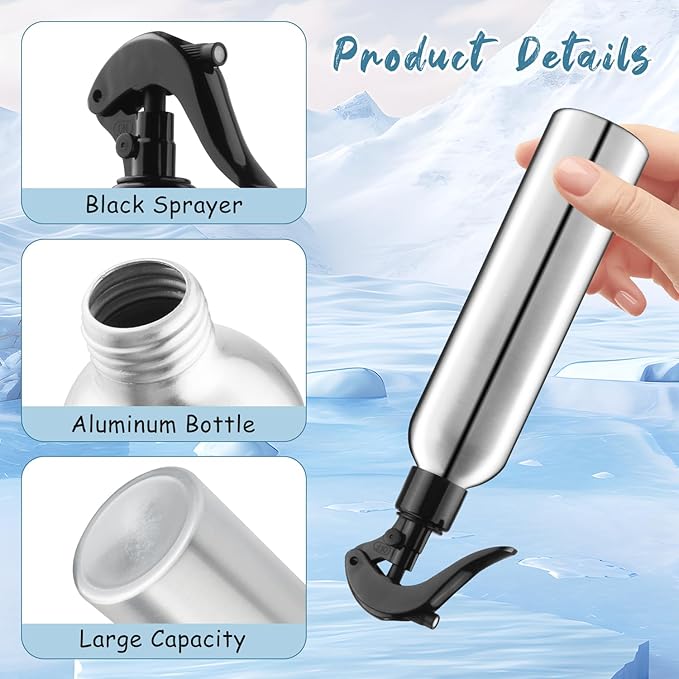 4 Pcs Spray Bottles Aluminum Mists Water Bottle Refillable Empty Spray Pump Containers for Home Cleaning Watering Flowers Plants Cosmetic Hairdressing - 300ml/10oz