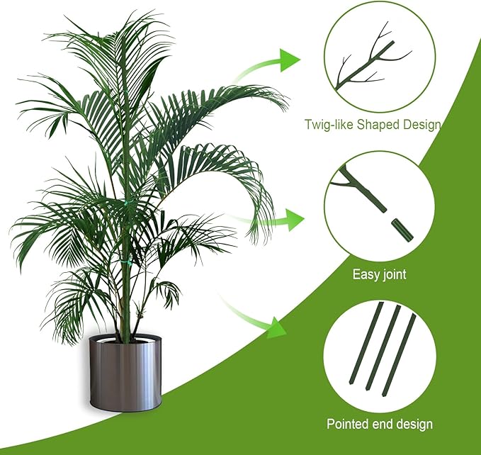 Plant Support Stakes for Indoor Plants,Trellis for House Potted Plants Flower,Monstera Support Sticks with Orchid Clips,Twist Ties(2 Pack Dark Green)