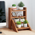Giantex Plant Stand for Desk, 4-Tier Small Tabletop Ladder Shelf for Succulents, Indoor Window Sill Flower Rack, Wooden Desktop Plant Holder for Home, Kitchen, Office, Countertop Display Organizer