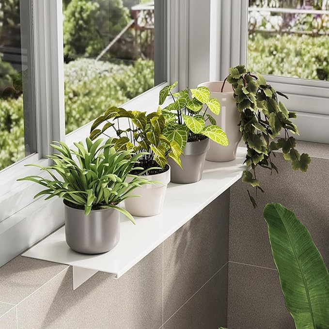 Window Sill Extender Plate, 15.8inch Carbon Steel Storage Shelf, Window Sill Extender for Plants, Countertop Extension Board with Magnetic Base for Kitchen Organization Storage (15.8x9.8in/40x25cm)