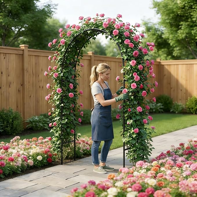 Thorise 7.9 Ft H x 4.6 Ft W Metal Pergola Arbor,Assemble Freely 2 Sizes,for Various Climbing Plant Wedding Garden Arch Bridal Party Decoration Wide Arbor, 1 Pack