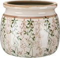 Vintage Planter Large Ceramic Plants Pot Beige Green Vining Lvy Ice Crack Cottage Scroll Vase Flower Vase Pot Indoor Plants Home Kitchen Decor Farmhouse Antique Decorative Gifts