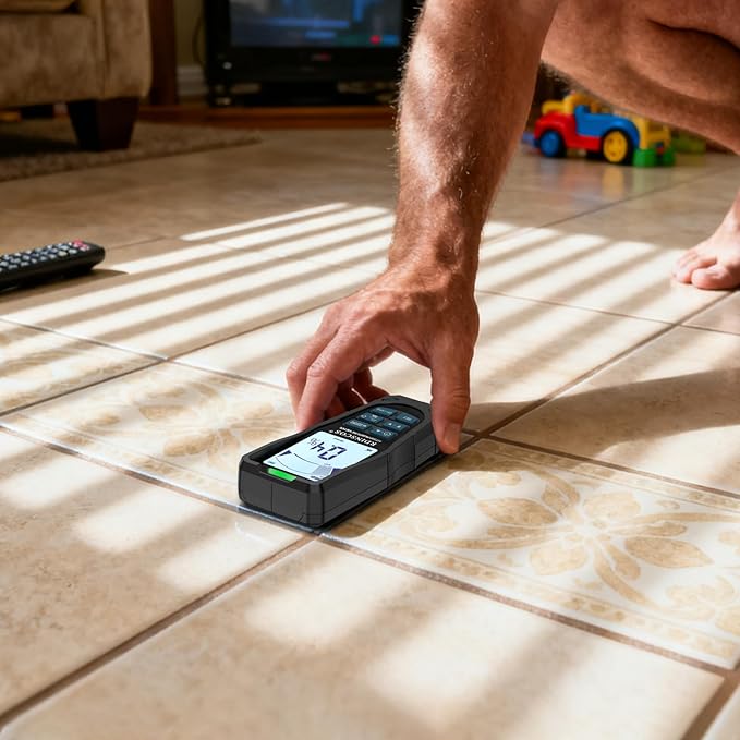 Pinless & Pin-Type Moisture Meter for Wood, Drywall & Concrete – Digital Moisture Tester Audible Alarm & HOLD Function – Ideal for Firewood, Lumber, Home Inspections