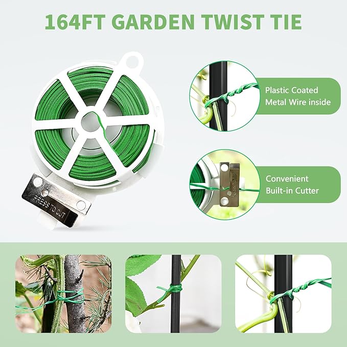 DoCred Cucumber Trellis, 59" H 2 Pack Metal Foldable Thickened A Frame Garden Trellis for Raised Bed Climbing Plants, Vegetables, Including Plant Support Clips, Twist Ties, Plastic Ties, Black