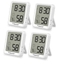 Geevon 4Pack Mini Indoor Thermometer Hygrometer with Comfort Indicator, Room Temperature & Humidity Monitor with Time Display, °C/°F & 12/24H