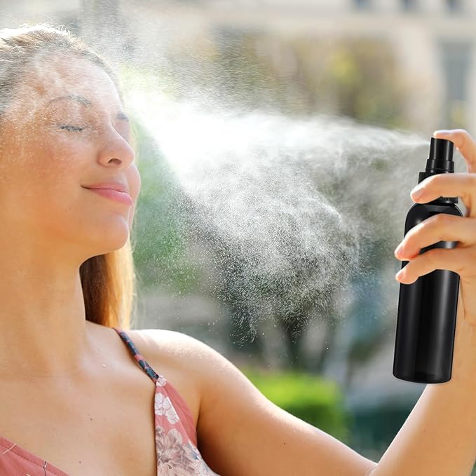 30 Pack Black Empty Spray Bottles, 4oz Plastic Fine Mist Spraying Bottles Small Refillable Sprayer Liquid Containers Portable Misters with Cap Travel Bottle for Perfume, Cleaning, Essential Oil