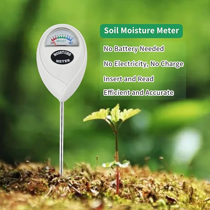 Censinda Soil Moisture Meter, 2 Pack Long Probe Soil Moisture Monitor for House Plants, Soil Hygrometer Moisture Sensor for Indoor & Outdoor, Garden, Farm, Lawn Plant Care, No Battery Needed(White)