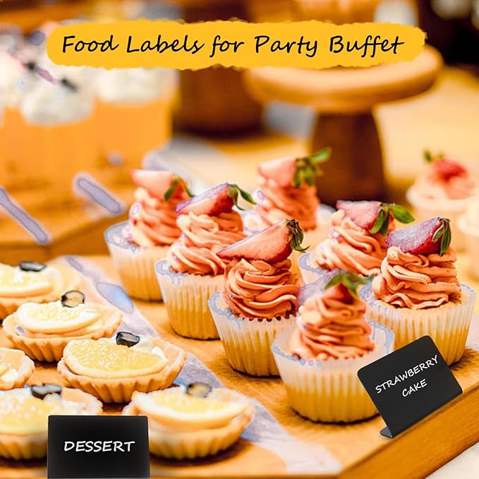 Pintuson 40 Pack Food Labels for Party Buffet - 4"x3" Mini Chalkboard Signs - Food Signs for Buffet - Catering Supplies Buffet Display for Food Display, Pastry Tags, Price Tags, Name Tags
