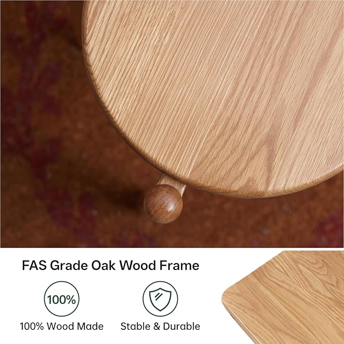 Oak Stackable Stool, Small Plant Stand, Round Wooden Stool for Dining Room, Living Room, Entryway, Classroom, School, 15.4" x 15.4" x 16.7”, Natural