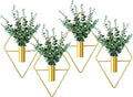 2 Pack Gold Wall Decor Hanging Planters with Artificial Plants Metal Hanging Vase Indoor Plants Holder Modern Boho Wall Art for Bathroom Bedroom Living Room Office (Gold, Eucalyptus)