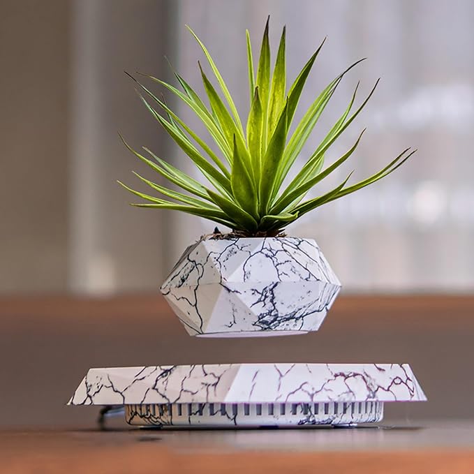 Magnetic Levitation Flower Pot - Hexagon Floating Air Bonsai Planter for Home and Office Decoration