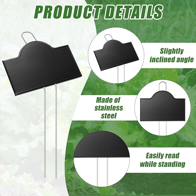 Landhoow 30 Pack Extra Large Metal Plant Labels 6" x 4" with 11'' Stake Stainless Steel Garden Markers Waterproof Memorial Plaques Weatherproof Plant Sign for Vegetable Herb Flower Greenhouse Outdoor