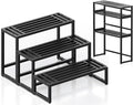 Plant Stand Indoor Outdoor,3 Tier Ladder Metal Plant Stands Riser,Heavy Duty Wrought Iron Plant Shelves for Multi Large Pots,Black Tiered Flower Display Holder for Living Room,Patio,Balcony