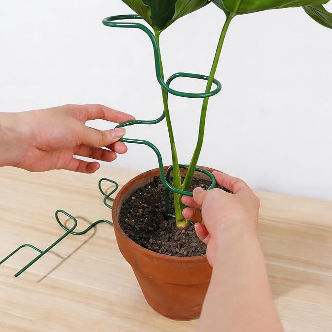 Set of 3 Sturdy Metal Plant Support Stakes for Indoor & Outdoor Use - Garden Trellis for Hydrangeas, Monstera, Flowers, Herbs, and Seedlings - Ideal for Small to Medium Plants