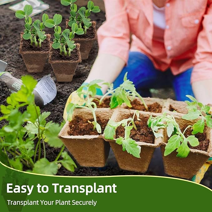 Seed Starter Tray,240 Cell Biodegradable Peat Pots Seed Starter Kit,Organic Germination Trays for Vegetable Flower Seedlings with 20 Plant Labels & 2 Garden Tools -20 Pack