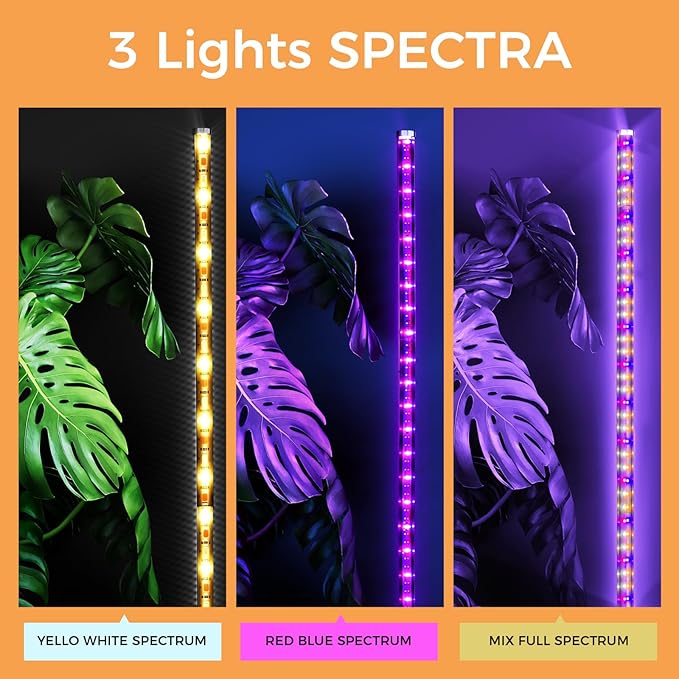 2 Pcs Grow Lights for Indoor Plants, 44W 384 Led Full Spectrum Plant Light, 5.4FT Adjustable Length Standing Grow Light with Timer/Six Leg Base for Greenhouse/Garden