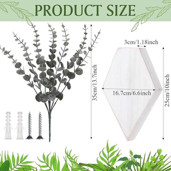 Chunful 2 Pcs Wooden Wall Planter Decor Hanging Faux Plants Greenery Flowers Holder Vase Boxes for Wall Bohemian Farmhouse Room Kitchen Office Indoor Decoration(Retro White,9.8 x 6.6 x 1.2 Inches)