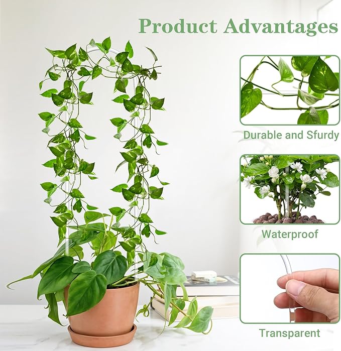 2 Pack U-Shaped Plant Trellis Indoor, Clear Acrylic Pothos Plant Climber Support, Trellis for Potted Plants Climbing Small Garden Plants Trelli Houseplant Accessory for Potted Ivy Outdoor
