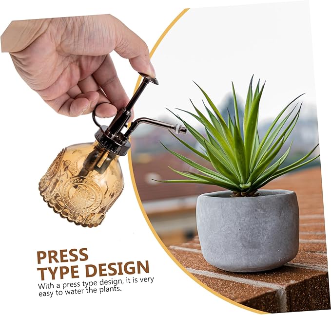 Mikikit Glass Plant Mister Spray Bottle Ergonomic Watering Sprayer for Plants for Succulents and Bonsai Gradient Brown-White Design