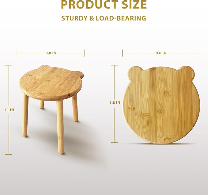 9.8 in Small Wooden Stool, Non-Slip Small Round Stool, Portable and Sturdy, Suitable for Footstools in Bedroom, Bathroom, Kitchen (L)