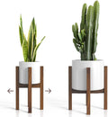 Sophia Mills Mid Century Plant Stand - Solid Wood Item Stand Handmade with Acacia - Fits Medium & Large Pots Sizes 8 to 12 inches (Not Included) (Adjustable Width: 8-12 inches, Dark Brown)